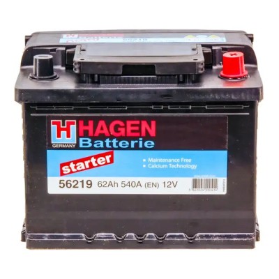 Автомобільний акумулятор HAGEN  62Ah 540A 12V L (175x190x242)
