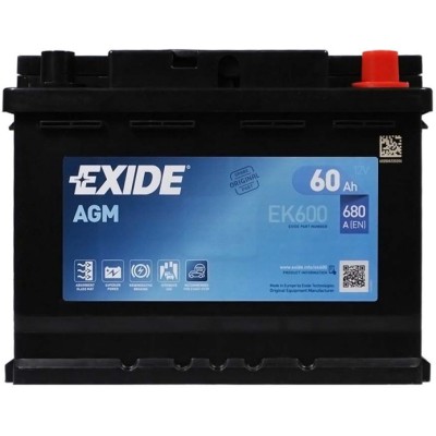 Акумуляторна батарея Exide AGM 6CТ-60 Євро (EK600) (680А)