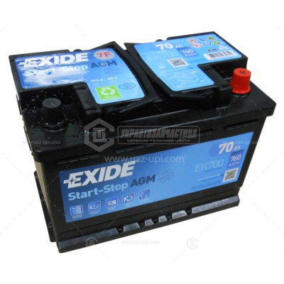 Акумуляторна батарея Exide AGM 6СТ-70 Євро (EK700) (760А)