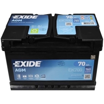 Акумуляторна батарея Exide AGM 6СТ-70 Євро (EK700) (760А)