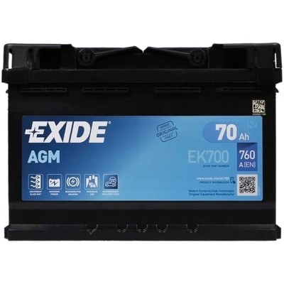 Акумуляторна батарея Exide AGM 6СТ-70 Євро (EK700) (760А)