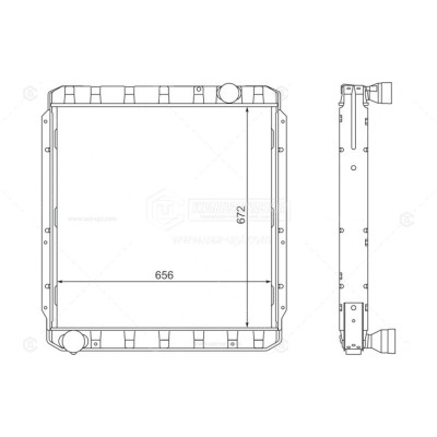 Радіатор охолодження двигуна КАМАЗ ЄВРО-0 мідний 3-х рядн. (в-во ШААЗ)
