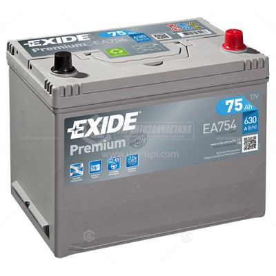 Акумуляторна батарея Exide Premium 6CT-75 АЗІЯ Євро (EA754) (630А)