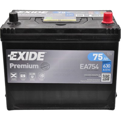 Акумуляторна батарея Exide Premium 6CT-75 АЗІЯ Євро (EA754) (630А)