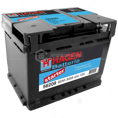 Акумуляторна батарея Hagen 6СТ-62  (56209) (540А)