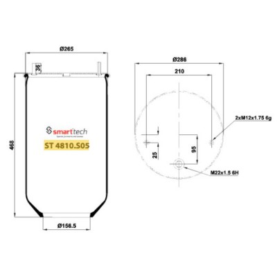 Пневмоподушка без склянки UNIVERSAL 4810NP05 2918V (в-во Eker)